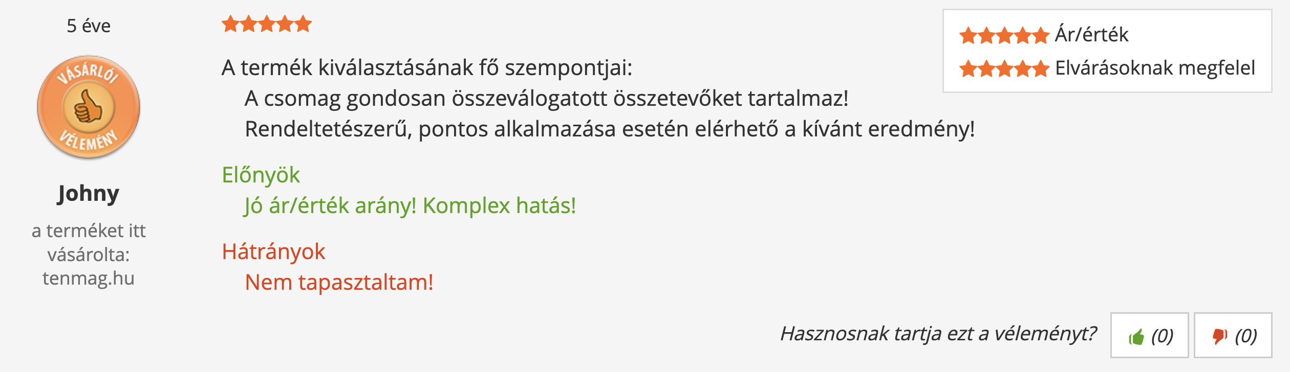 Tenmag Egészség Csomag Árukereső vásárlói vélemény