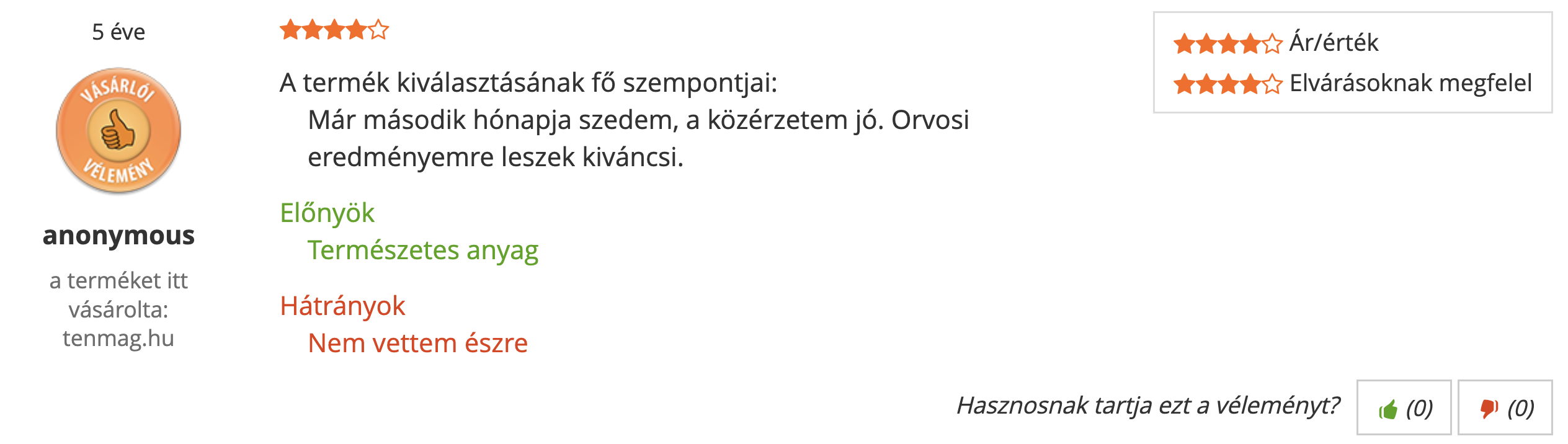 Tenmag Egészség Csomag Árukereső vásárlói vélemény
