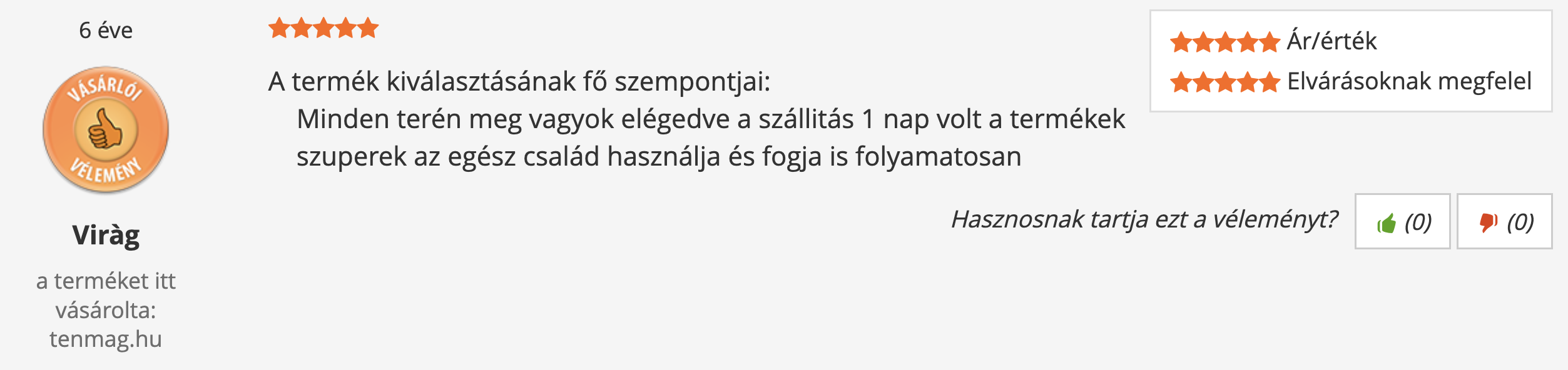 Tenmag Egészség Csomag Árukereső vásárlói vélemény