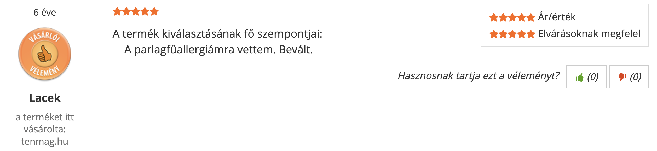 Tenmag Feketekömény Árukereső vásárlói vélemény