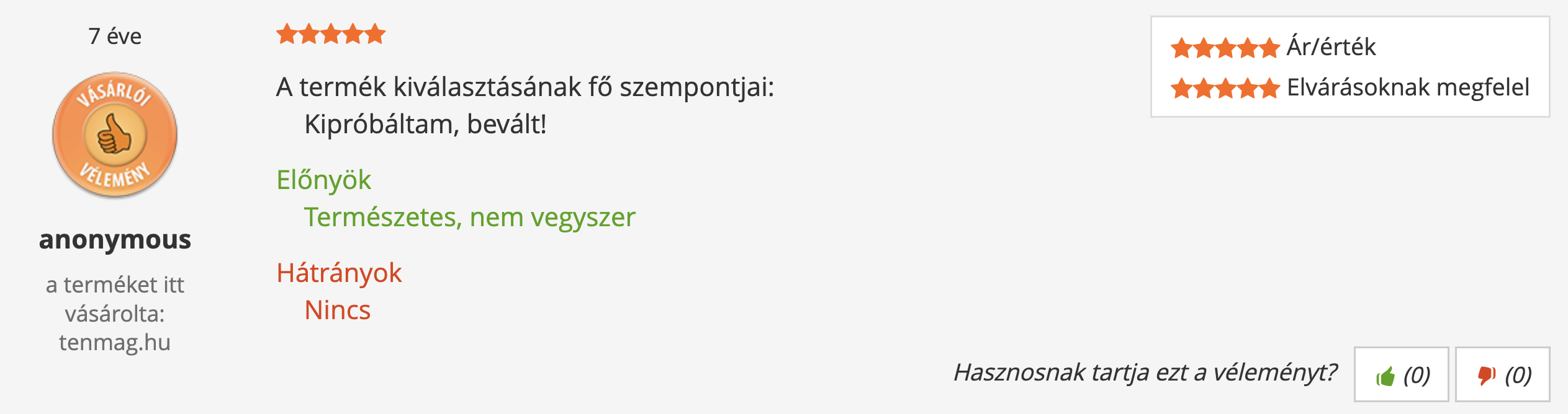 Tenmag Feketekömény Árukereső vásárlói vélemény