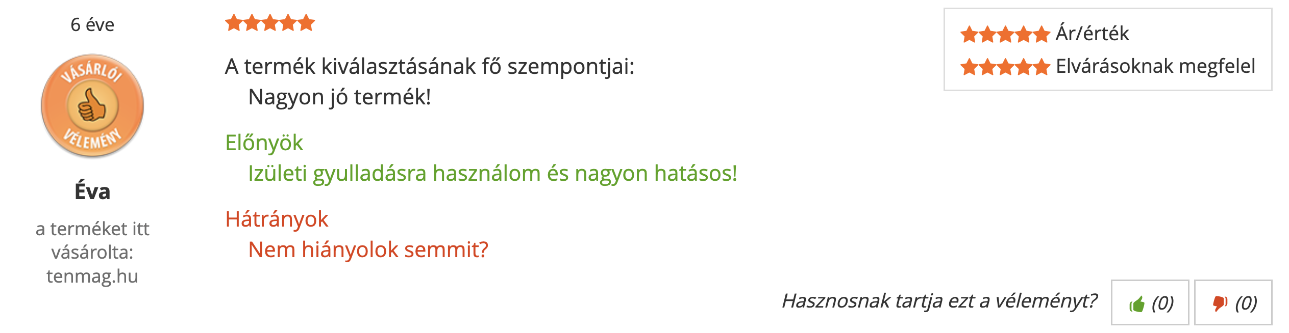 Tenmag Gyömbér Árukereső vásárlói vélemény