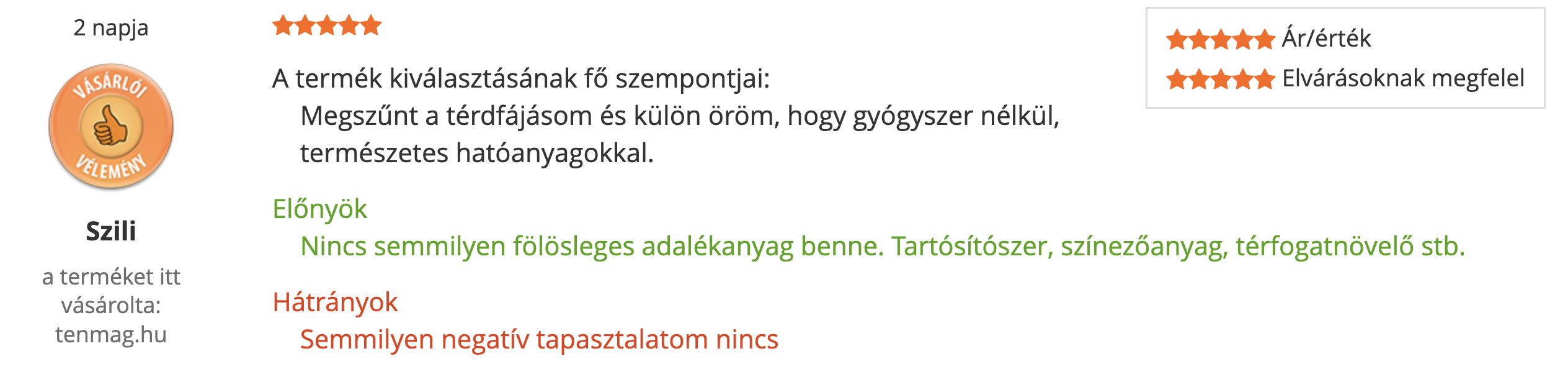 Tenmag Ízületi Csomag Forte Árukereső vásárlói vélemény
