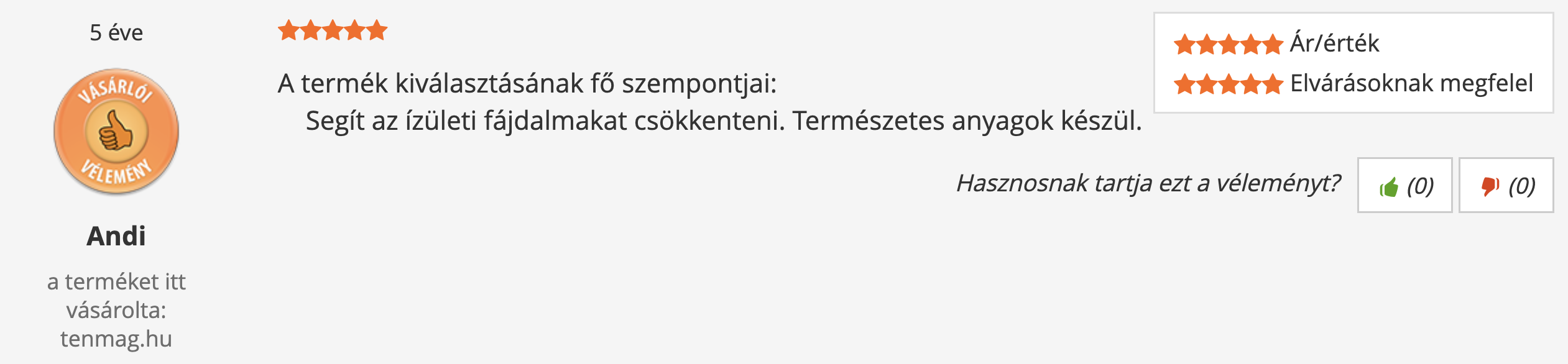 Tenmag Kurkumin Kivonat Árukereső vásárlói vélemény