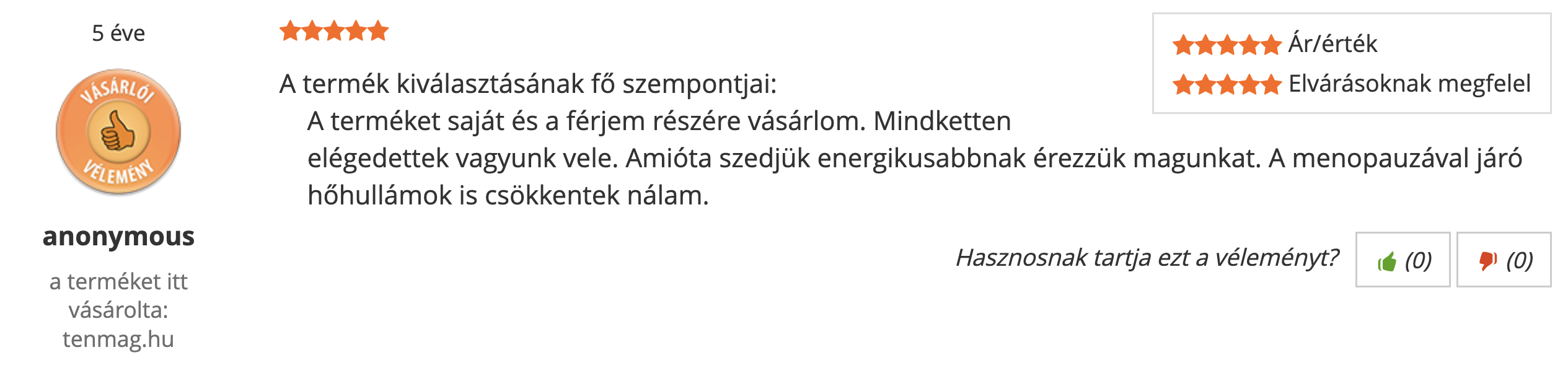 Tenmag Perui Maca Negra Árukereső vásárlói vélemény