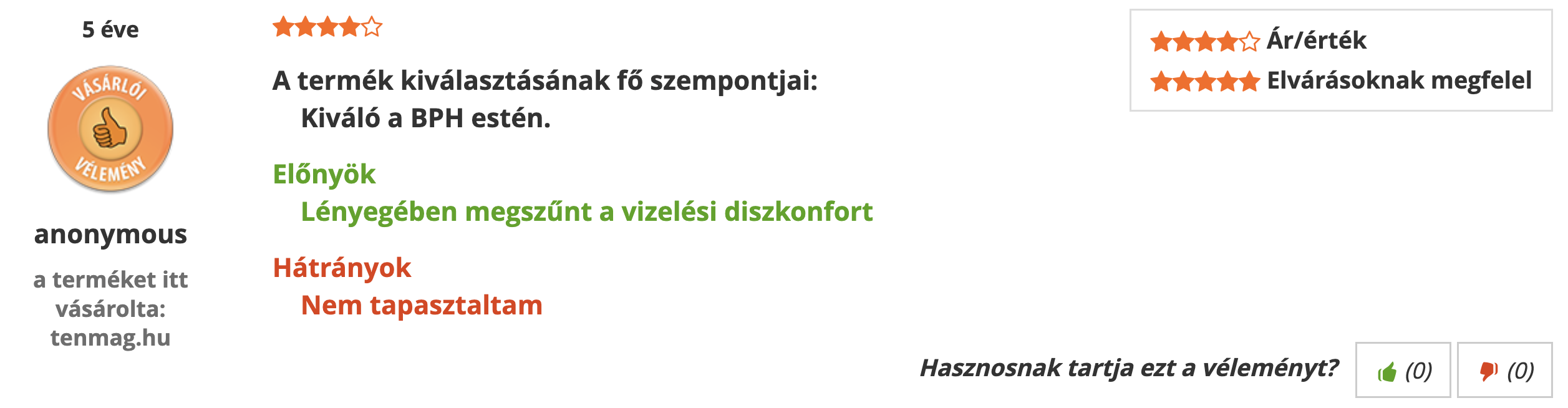Tenmag Pygeum Forte Árukereső vásárlói vélemény
