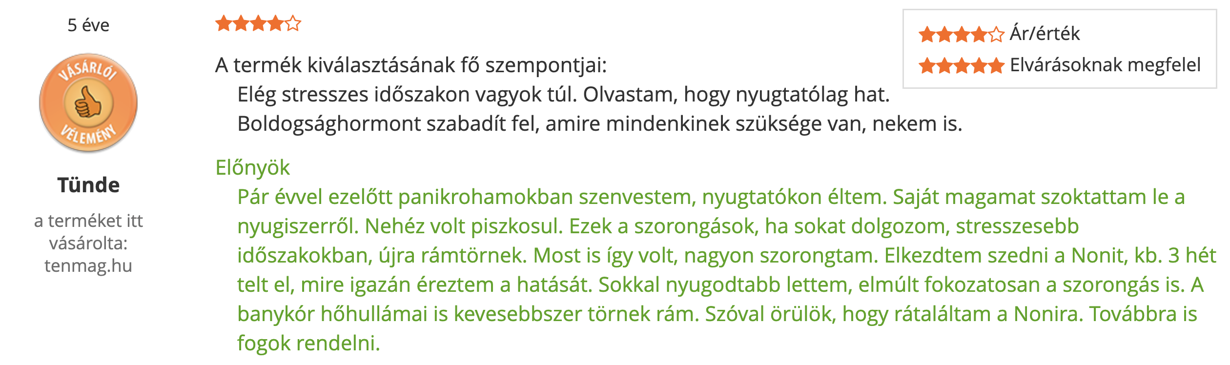 Tenmag Perui Noni Árukereső vásárlói vélemény