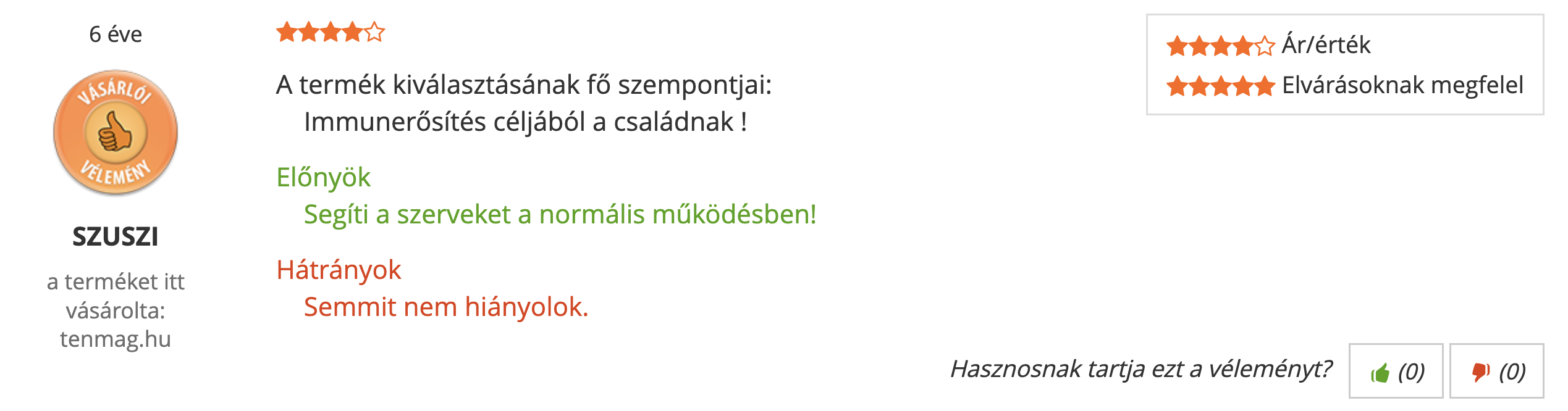 Tenmag Perui Noni Árukereső vásárlói vélemény