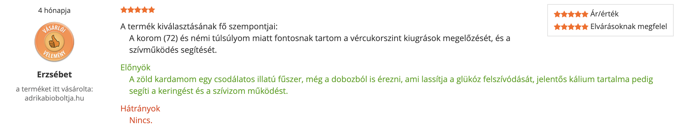 Tenmag Zöld Kardamom Árukereső vásárlói vélemény