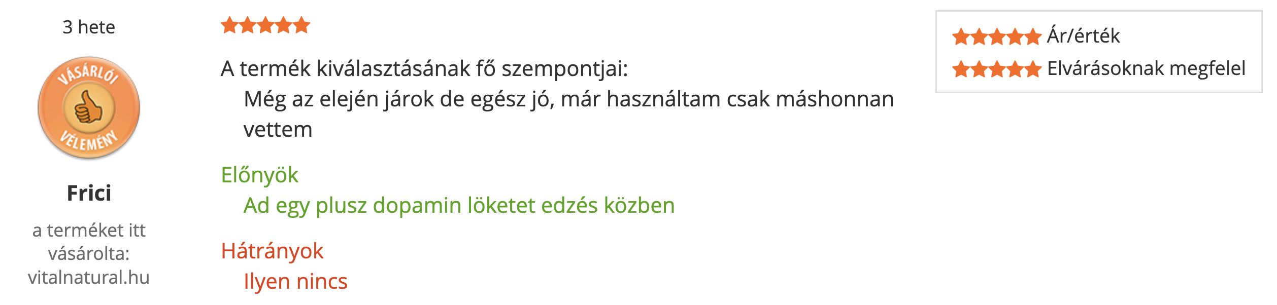 Tenmag Tongkat Ali Árukereső vásárlói vélemény
